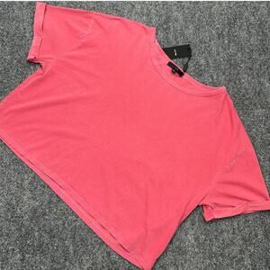 Joe's Collection Womens T-Shirt S Raspberry Boxy Made USA NWT